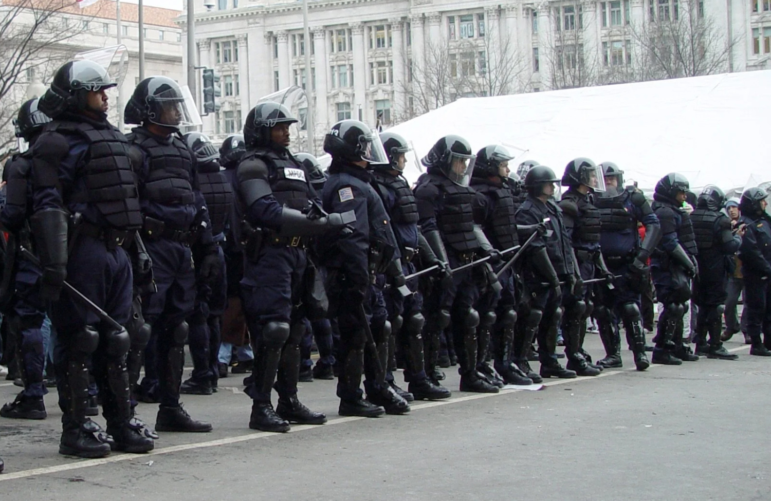 row of police officers