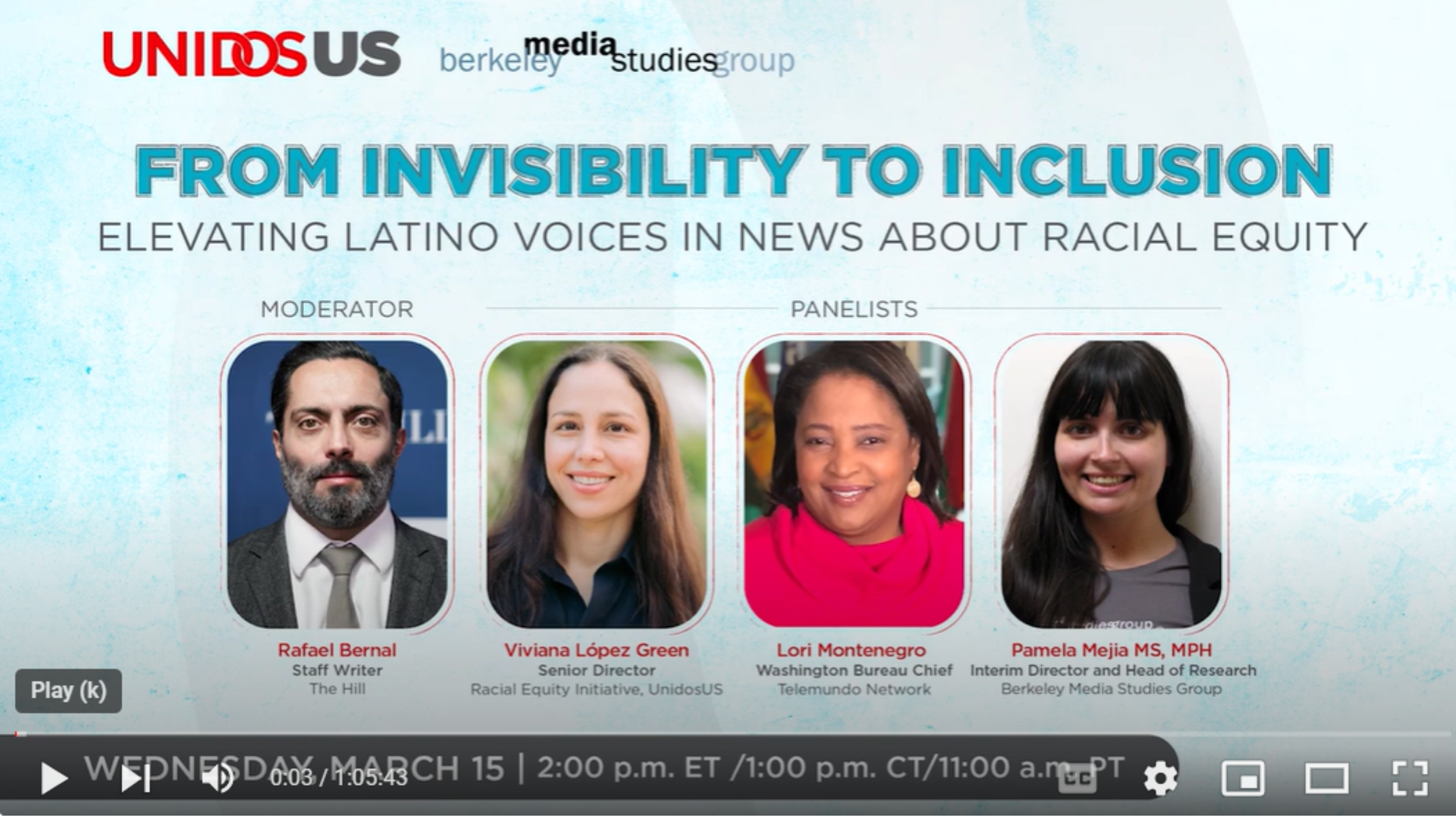 Screenshot from webinar, " From invisibility to inclusion: Elevating Latino voices in news about racial equity"