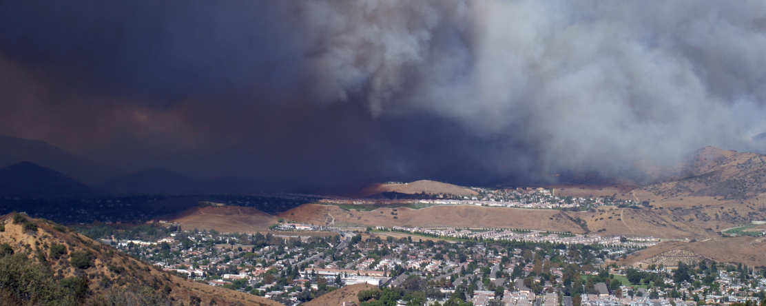 wildfire smoke over town