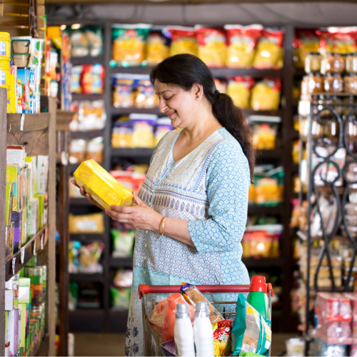 Woman shopping at grocery store