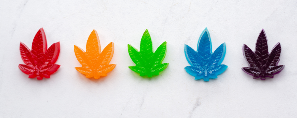 gummies in the shape of cannabis leaves