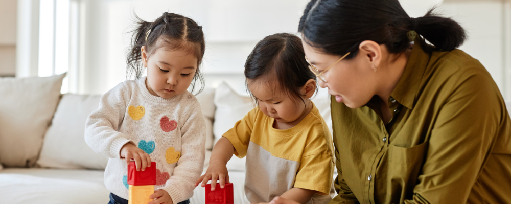 Mom playing with her kids