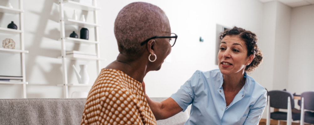 caregiver and elderly woman