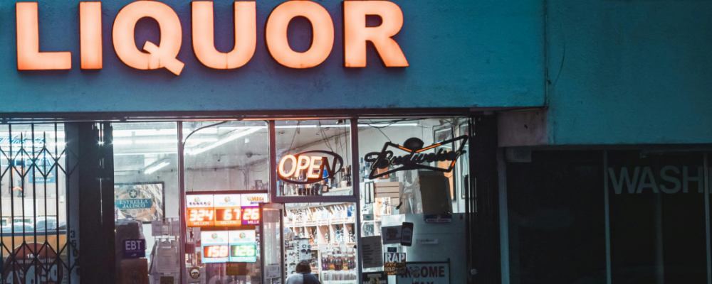 front of the liquor store