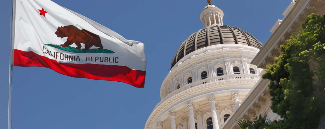 state of California flag and capitol