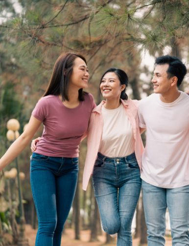 Asian youth walking outside