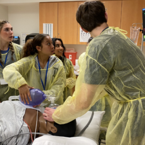 FACES participants learning medical skills in a hospital setting