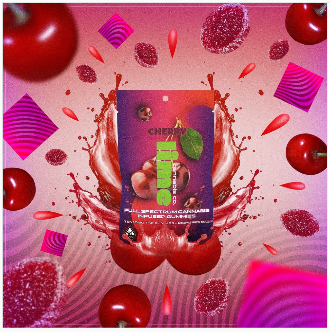 ad promoting cherry lime cannabis infused gummies