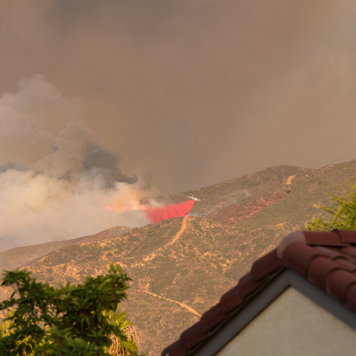 wildfire near homes