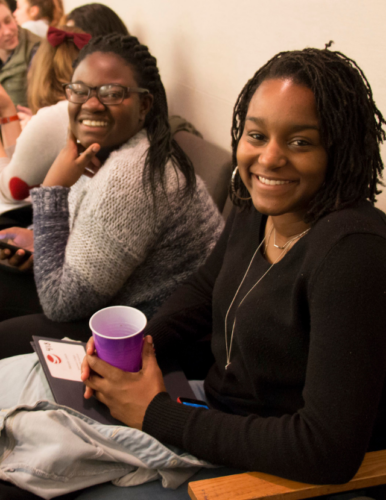 women sitting together during discussion