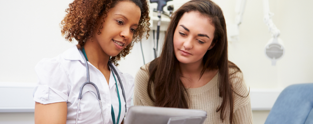 Woman at doctor's visit