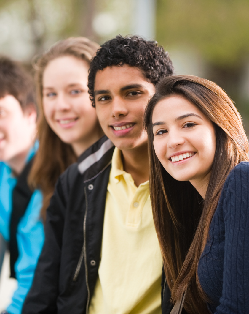 Teens, smiling to camera